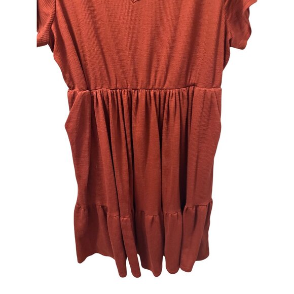 Torrid Rust Orange Ribbed Tiered V-Neck Dress Size 2X Short Sleeve Casual Dress - Picture 5 of 12